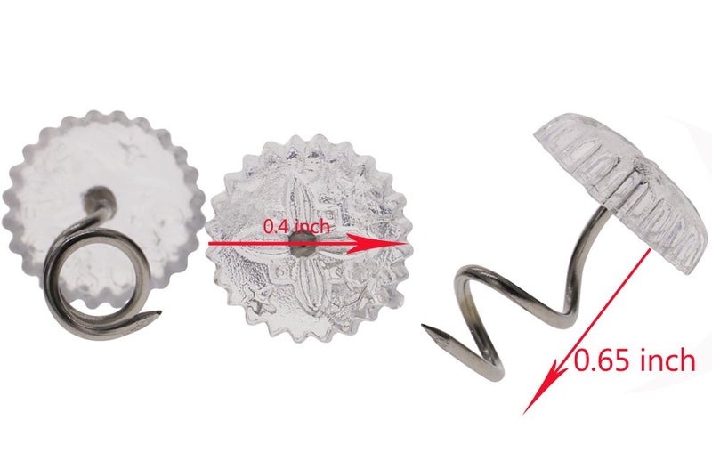 Mini Skater 100 pcs Clear Heads Screw Nail Twist Pins Headliners Upholstery for Slipcovers Chair Couch Furniture Car Slip Covers Bedskirt Fixed Blankets Sofa Sets 0.6 inch (100 pcs) - Image 2